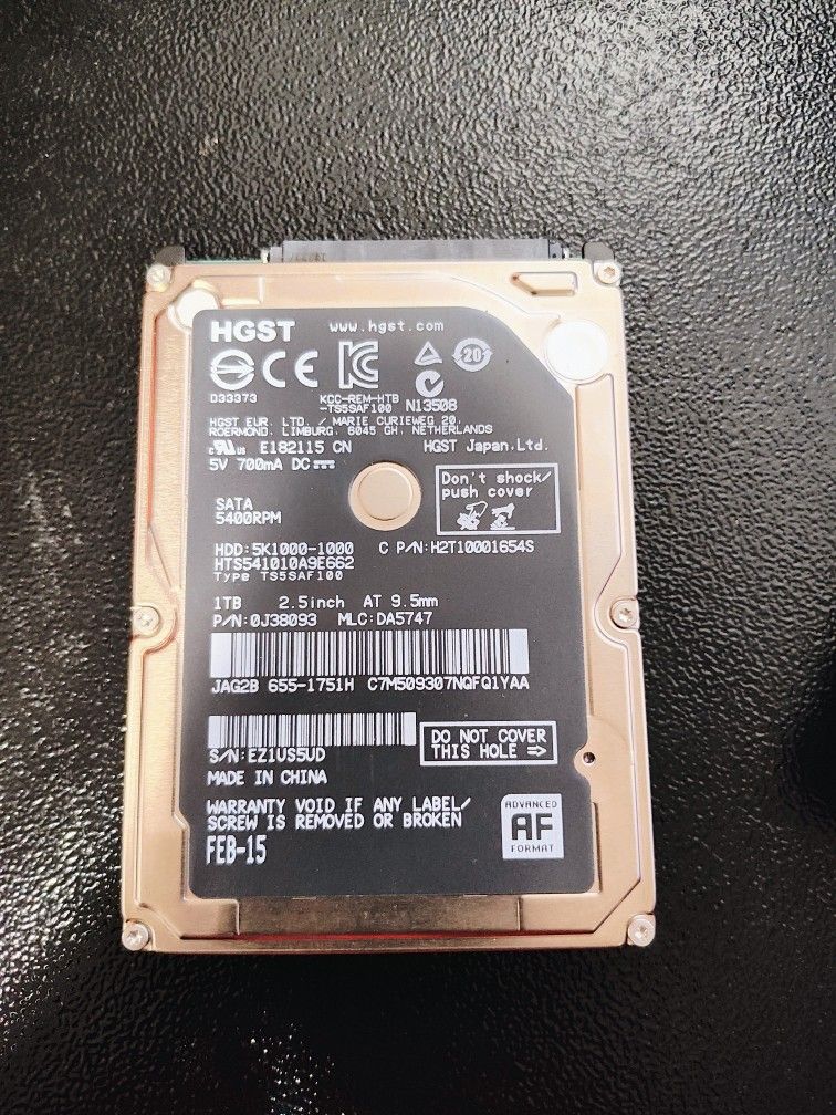 1 TB HDD 5400RPM 2.5 Inch