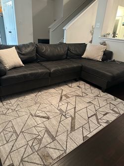 Dark Brown Leather Sectional Sofa with Chaise