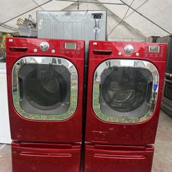 Lavadora LG Y Secadora LG De Gas Con Pedestales 
