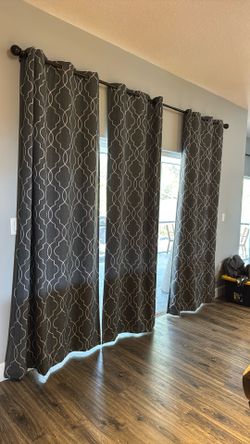 Modern Curtains Color Gray-Light Gray (5 Panels) Size: 96 L X 49 W