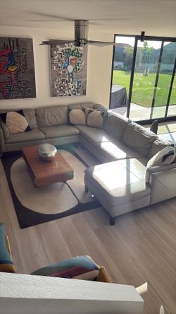 grey leather sectional for sale