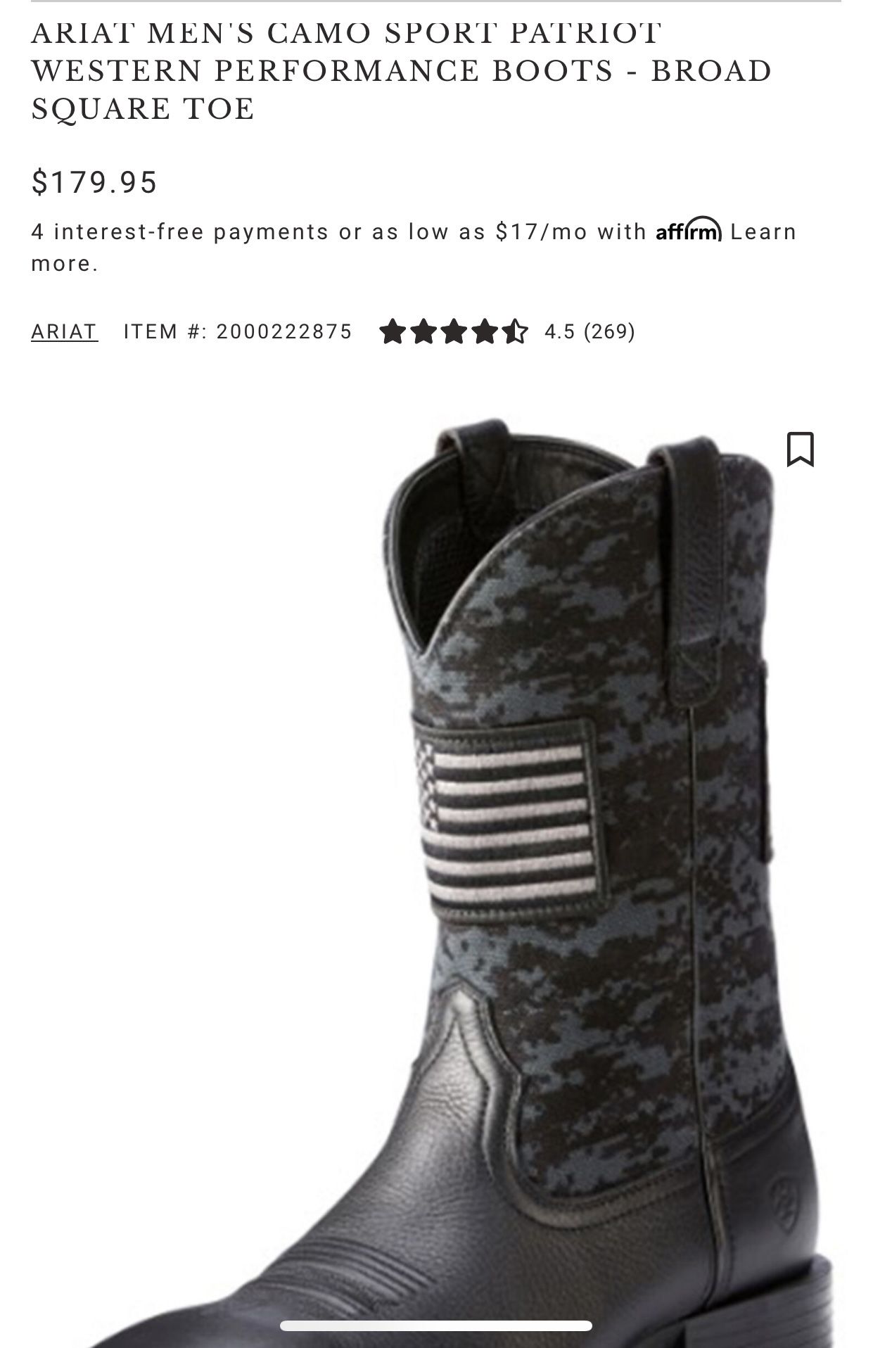 Ariat Men’s Camo Style, Black Size 7D