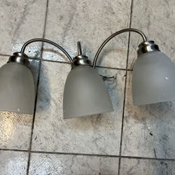 3-light Silver Bathroom Fixture With Glass Shades 