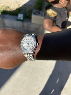 Rolex Datejust 36mm 1601 White Mother Of Pearl Diamond Dial Diamond Bezel Stainless Jubilee Bracelet 1.25ct
