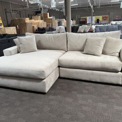 Cream Velvet Deep Comfy Sectional 