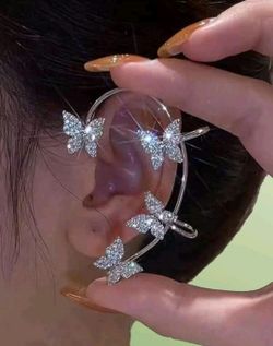 1pc Rhinestone Butterfly Decor Ear Wrap