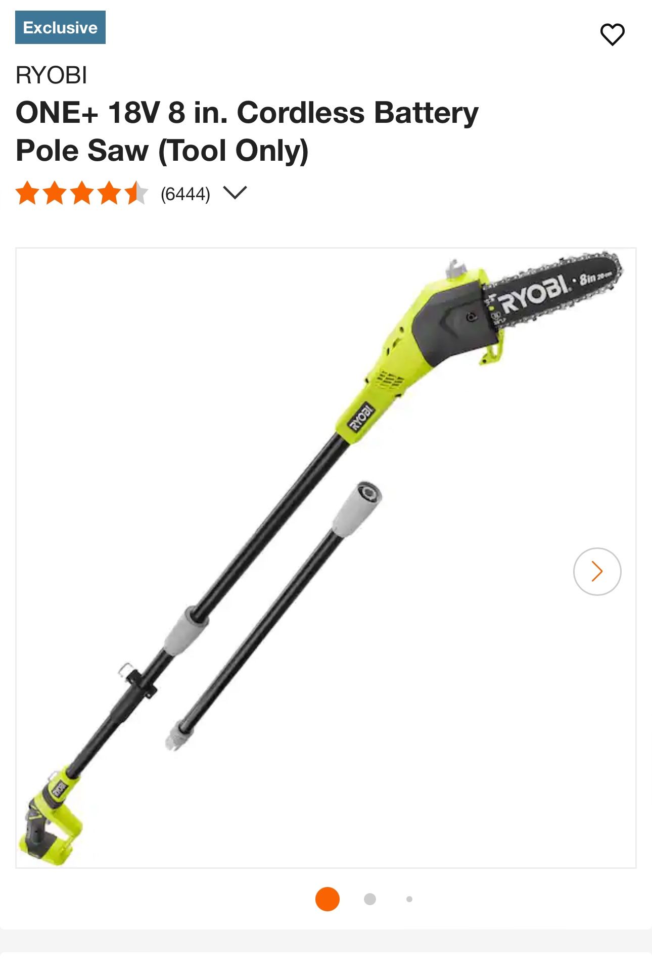 RYOBI ONE+ 18V 8 in. Cordless Battery Pole Saw (Tool Only)