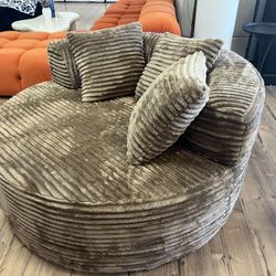 New Round Lazy Corduroy Couch.  Brown, White, Pink, Black, Grey.  50x50x26H.  Free Delivery!