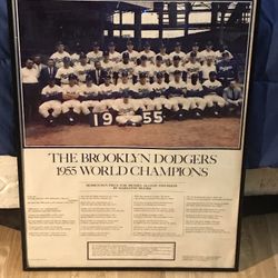 1955 Brooklyn Dodgers World Champions Poster Hometown Piece for Messrs Alston and Reese by M.Moore