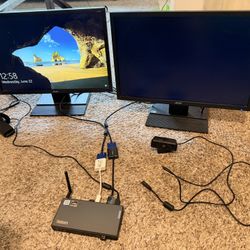 Home Office Computer Workstation Setup Lenovo CPU Acer Monitors 