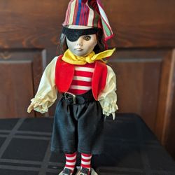 Vintage Effanbee 11" Captain Kidd doll with doll stand