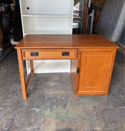 Solid wood computer desk w/electrical outlets $75,  office chair $25 ea