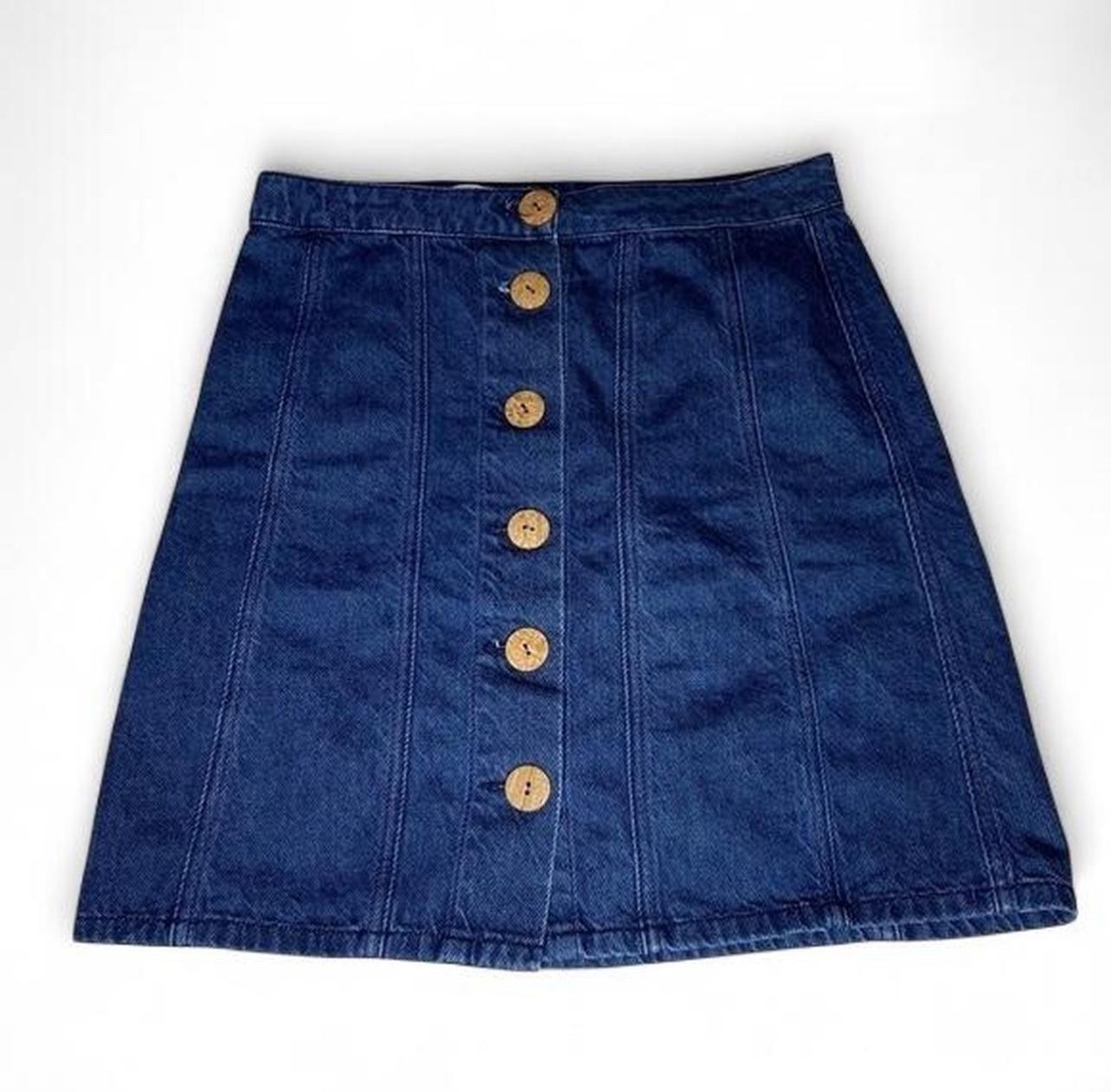 Pilcro and the Letterpress Anthropologie Jean Denim Skirt A-line Buttons Size 2