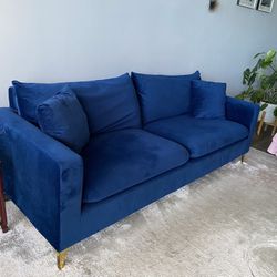Velvet Blue Couch - Like New