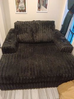 Oversized Plush Corduroy Accent Chair with Cup Holders