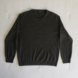 J. CREW Men's 100% Cashmere Crewneck Sweater (L) Gray Black 