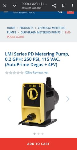 LMI Series PD Metering Pump, 0.2 GPH; 250 PSI, 115 VAC, (AutoPrime Degas + 4FV)