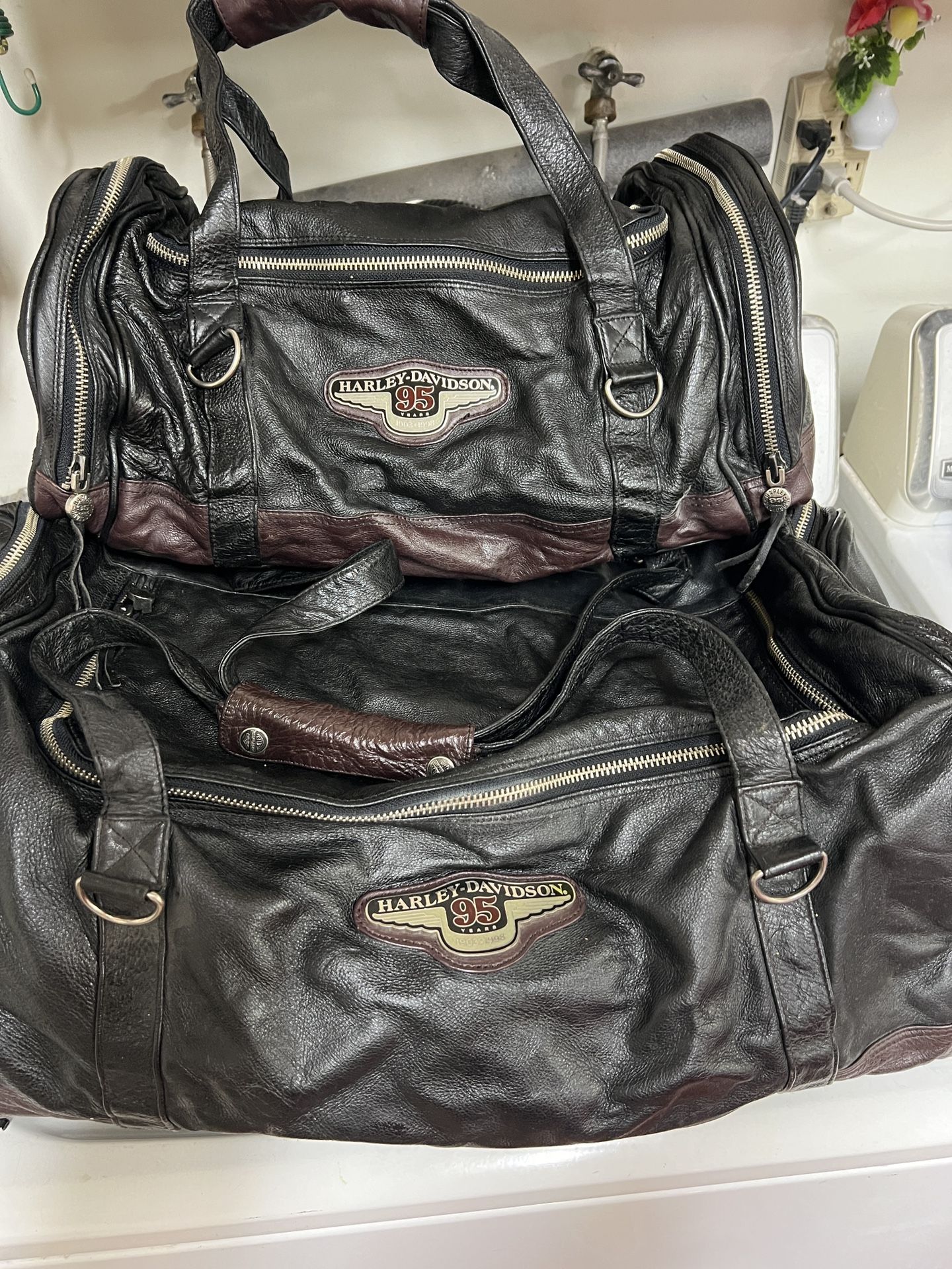 Harley Davidson 95th Anniversary Leather Duffle Bags