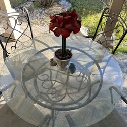 Iron-Glass dinette Set With 4 Matching Chairs