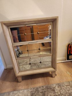 Mirrored Side Table with Drawers