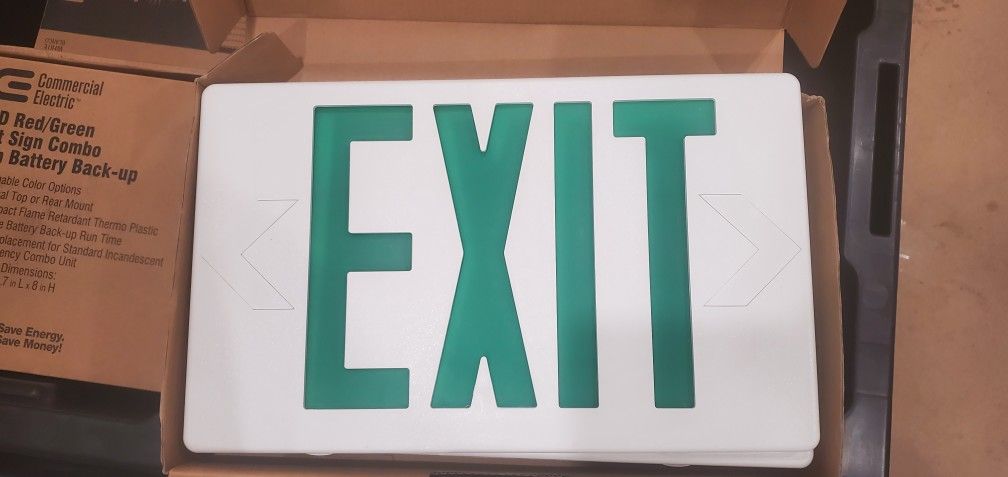 White Green Exit Sign