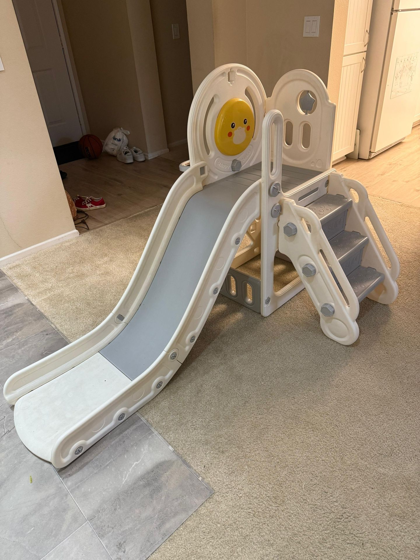 Toddler Indoor Slide with Basketball Hoop