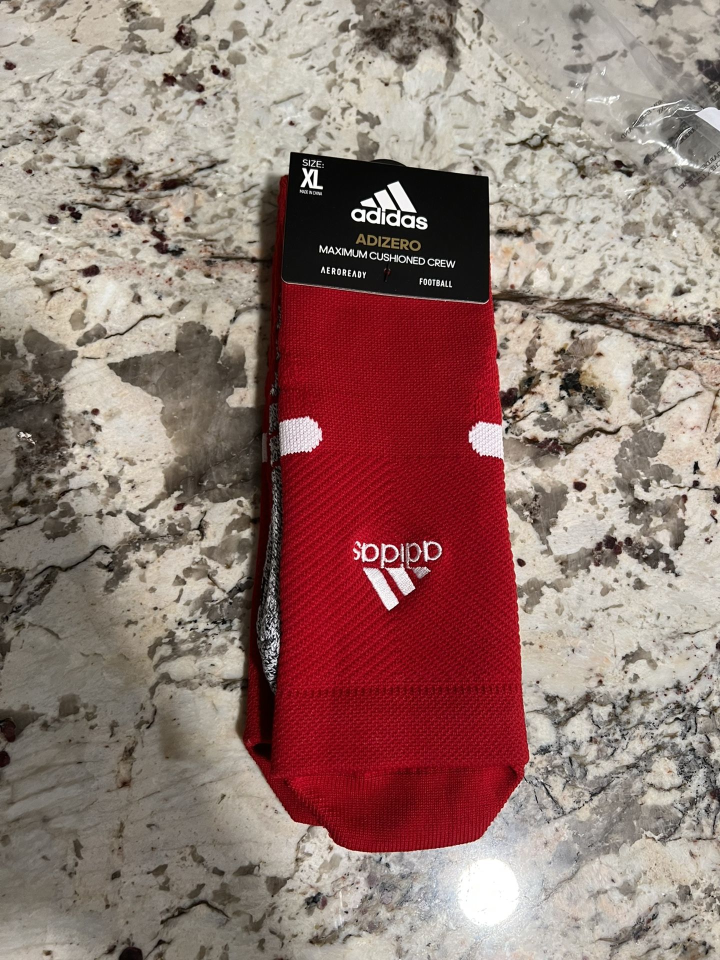 Adidas Adizero Football Crew Socks, Men's Shoe Size 12-16, XL, Red