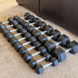 10lb - 50lb Rubber Coated Dumbbells 