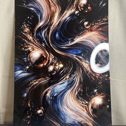 Luxury Metal Wall Art | Abstract Blue & Gold | Modern Home Decor 12x18
