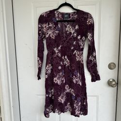 Maeve Anthropologie Monaco Dress Womens XS Purple Shift Mini Long Sleeve Floral