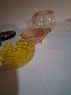 Yellow glass items cool looking vase