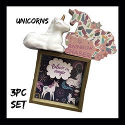NWT 3Pc Unicorn Decor Set