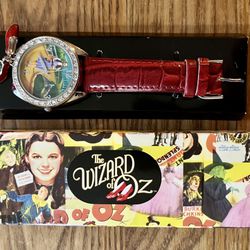 2007 Avon Wizard Of Oz Wrist Watch - Red - Dorothy & Ruby Slippers Charm