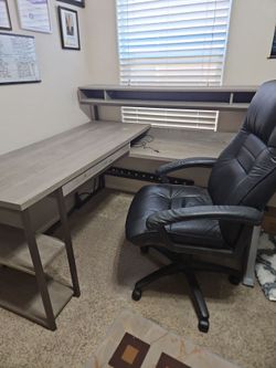 Computer Desk and Leather Chair