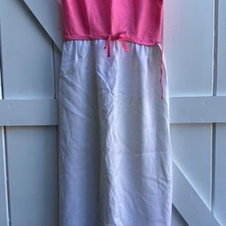 Vintage Lanz Original 60s/70s Pink White Sleeveless Dress