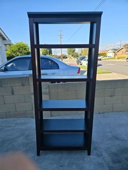 Dark Brown Wood 5-Shelf Bookcase