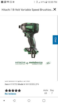 Hitachi 18-Volt Variable Speed Brushless Cordless Impact Driver WH18DBDL2P4