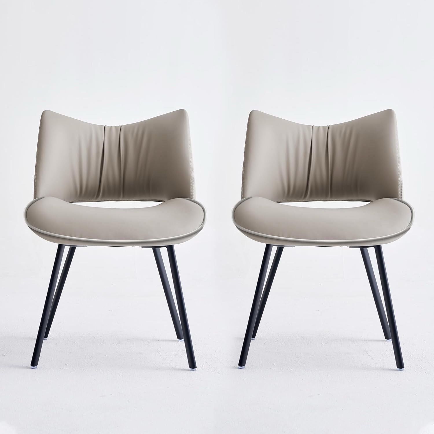 PlushComfort 4-Piece Accent Chair Set - Modern Faux Leather Patio & Dining Chairs with Black Metal Legs, 19.6" Wx31.8 H, Grey