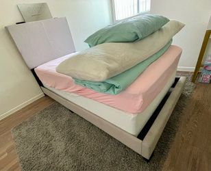 Twin Bed Frame + NEW Mattress & Box Spring – $150