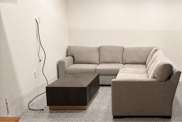Gray Fabric L-Shaped Sectional Sofa