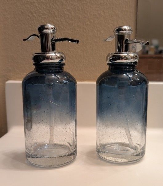 Set Of Heavy Glass Soap Dispensers