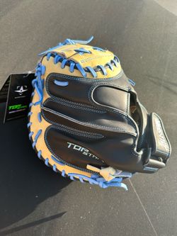 All-Star 33.5” Top Star Series Catcher's Mitt Right Black/Tan/Sky Blue