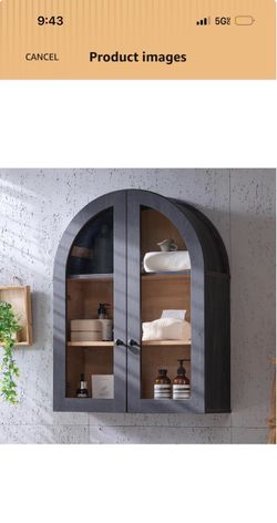 Arched Wall Cabinet with Glass Doors