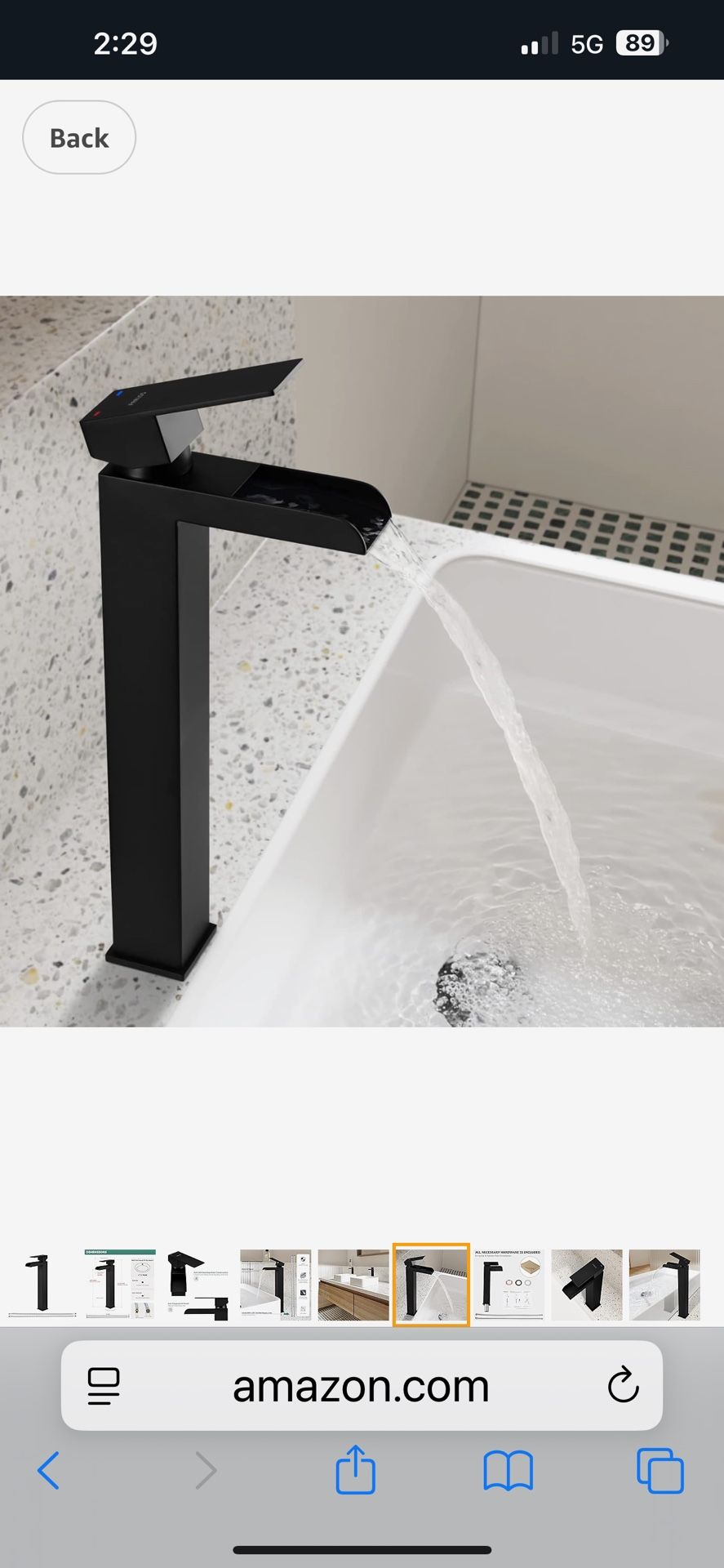 Waterfall Vessel Sink Faucet Single Handle Tall Bathroom Vanity Mixer Black, And Gold F44 Bl