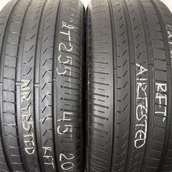 2 Tires 255 45 20 Pirelli Scorpion Verde As Run Flat No Repairs