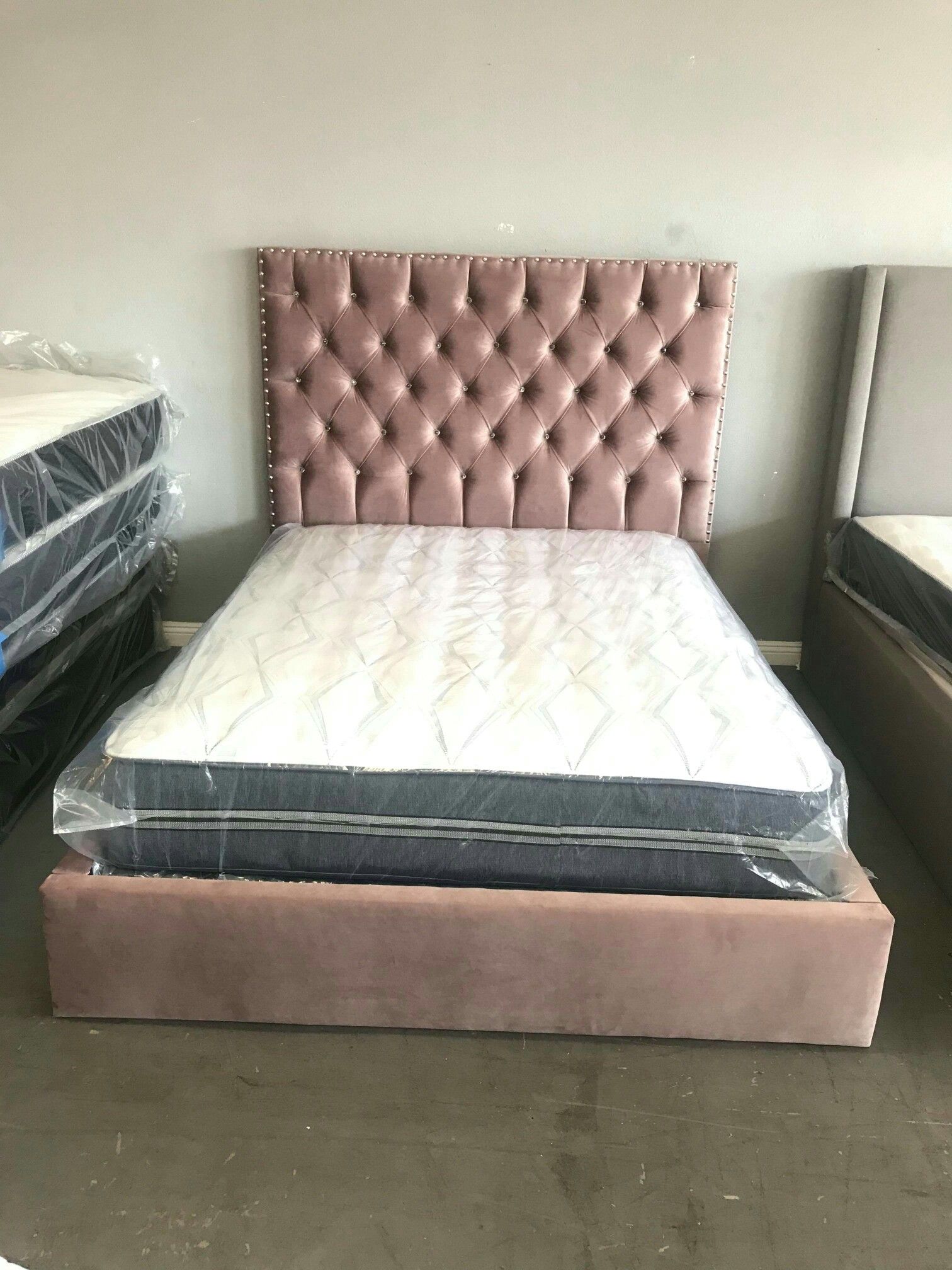 Custom queen bed frame with mattress