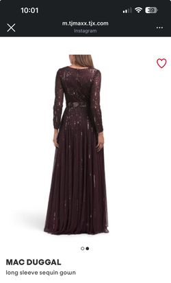 Mac Duggal Long Sleeve Sequin gown