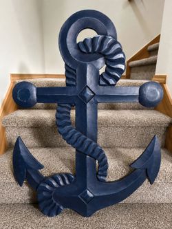 Large Nautical Wooden Anchor Wall Decor – Coastal/Beach House Décor