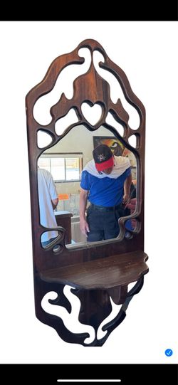 Vintage Freeform MCM Carved Wooden Full Length Mirror