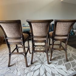 3 barstools - Beautiful Brown Wood - Excellent Condition - Lacor Industry Furniture 